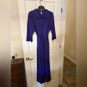 Purple Women's Shirtdress with Tie Waist